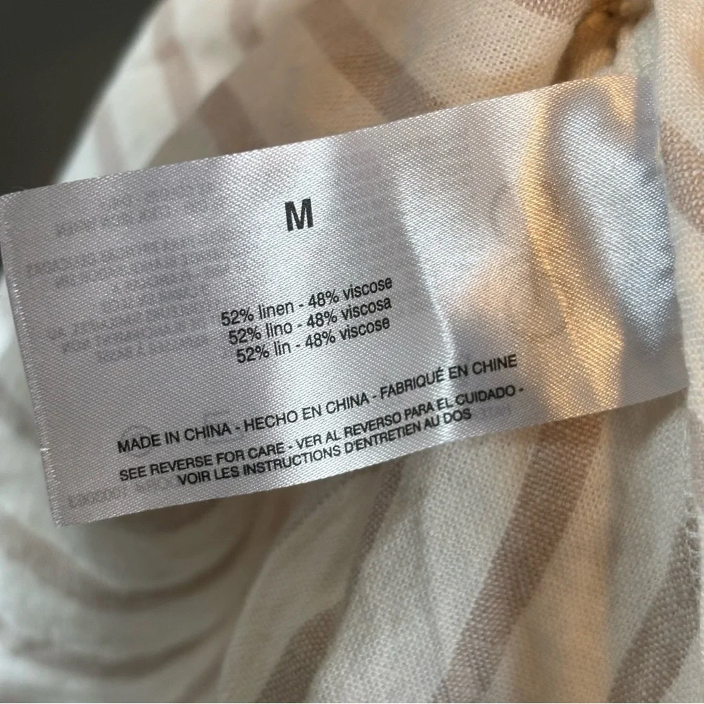 Sam Edelman Medium Linen Blend Emely Mini Cutout Stripe Dress White Tan - Picture 7 of 7